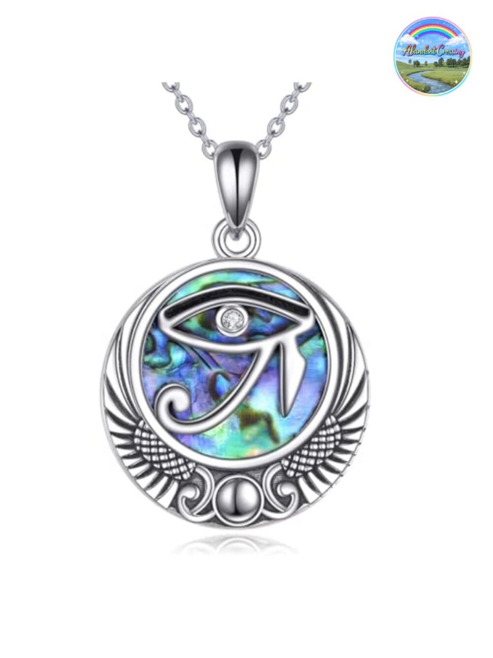 925 Sterling Silver Eye of Horus Pendant Necklace Egyptian Jewelry 18-20" Chain